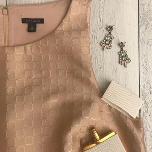 Ann Taylor Blush Pink Metallic Jacquard Sheath Dress